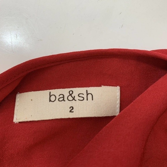 Ba&sh Foster Button Up Shirt Red Solid Front Pocket Womens Size 2 - Picture 4 of 4